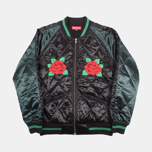 Supreme Giacca Trapuntata Rose 2013 Taglia S Media Lunghezza Uomo Nero Po...