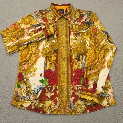 Barabas Mens Shirt 4XL Gold Red Rhinestone Greek Luxury Medua Tapestry Designer - Image 1 of 4