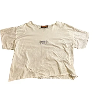Vintage Golds Gym Shirt Herren Large Weiß Cropped Raw Cutoff Bodybuilding Pump - Bild 1 von 7