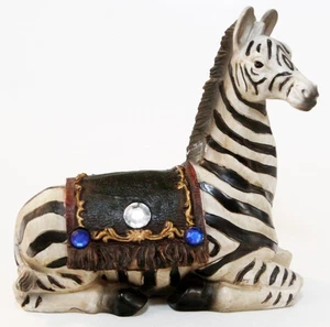 Zebra Figurine 4.75" Tall Resin Vintage Jeweled Safari Africa Lying Down - Picture 1 of 5