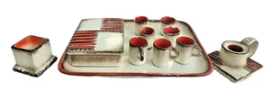 RARE 1920-30s Wilhelm Goebel Art Deco Ceramic Serving Set/German Vintage/Stamped - Picture 1 of 18