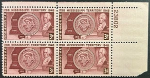 U.S. Scott #955, Plate Block of 4, 150th Anniv of the Mississippi Terr, F-VF MNH - Picture 1 of 2