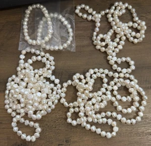 LOT OF 5 JTV VARIOUS TYPES OF PEARL NECKLACES NAD STRETCH BRACELETS FLAPPER - Picture 1 of 6