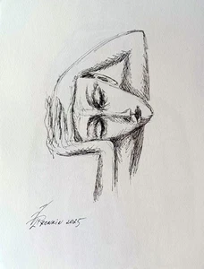 Original Zeichenstift Tuschepapier zeitgenössische MODERNE Kunst von Pronkin 2025 ZEICHNUNG. D09 - Bild 1 von 2