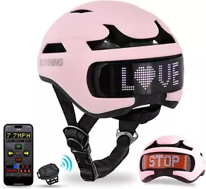 Bike Helmet High Visibility, Lightweight Adjustable Pink w/Programable LED Light - Picture 1 of 7
