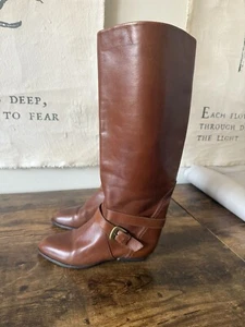Enzo Angiolini Leather Riding Boots Brown Women's Size 6 - Picture 1 of 13