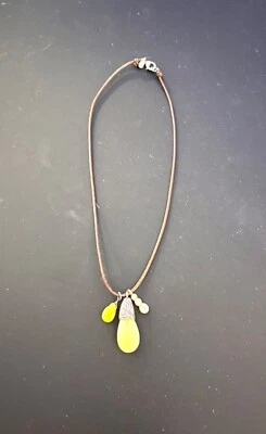 Silpada Lime Green CZ Sterling Silver Pendant  Brass Quartzite Necklace, EUC - Image 1 of 4