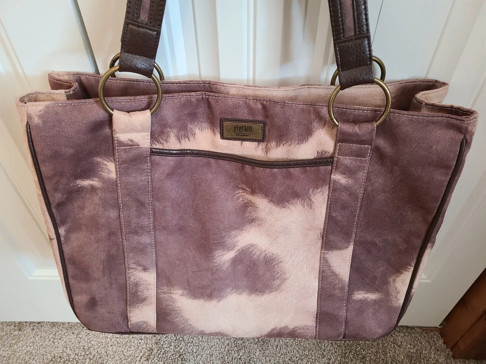 Gigi hill LA Large faux animal tote 17.5” W X 12.5” T X 6.5” D 9” Strap, browns - Image 1 of 4
