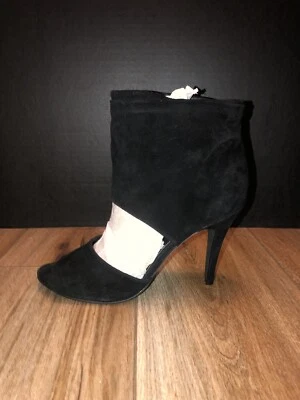 Leather Black Stiletto Heels Open Toe Women’s Size 10 Slip On New In Box - Image 1 of 4