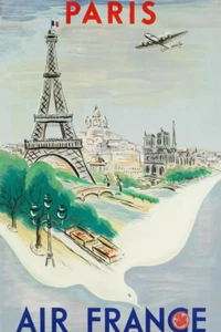 Air France Paris Vintage Travel Painting Wall Art Home Decor - POSTER 20x30 - Picture 1 of 4