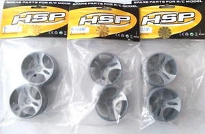 BULK SALE - RC 1/18 EP rims HSP Truggy Buggy RC Cars x 3 pairs 6 RIMS SILVER - Picture 1 of 2