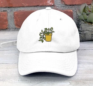 GOLDEN POTHOS PLANT EMBROIDERED LOW PROFILE BASEBALL CAP ADJUSTABLE NATURE LOVER - Picture 1 of 7