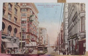 BROADWAY NORTH FROM OLIVE - St Louis Mo - 1907 color - POST CARD - listing #2501 - Picture 1 of 11