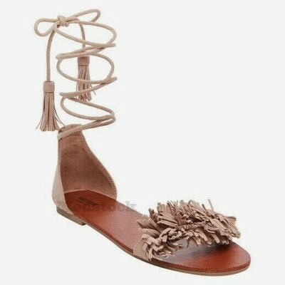 Sandalias de gladiador Mossimo para mujer de cuero jengibre con flecos punta nuevas sin caja C175 Foto 1 de 4