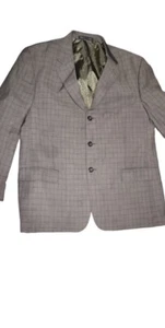 Men's Mazzoni Blazer Sports Coat Brown Plaid 44R Office Business - Picture 1 of 7