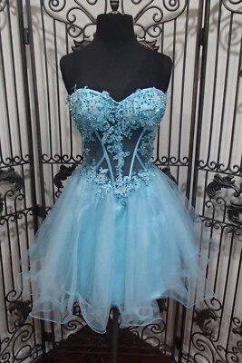 G904 ALYCE 3582 SZ 8 TURQUOISE  HOMECOMING  PROM  PARTY  FORMAL GOWN DRESS - Image 1 of 4