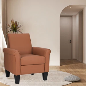 Modern Faux Leather Accent Single Sofa Arm Chair Living Room Comfy Club Chair - Picture 1 of 11