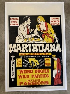 Vintage Marihuana On Linen One Sheet Movie Poster 1936 Evil Marijuana Campy Classic - Bild 1 von 12