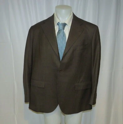 Gianni Volpe Napoli Solid Brown Bespoke Three Roll Two Sport Coat 44L - Image 1 of 4