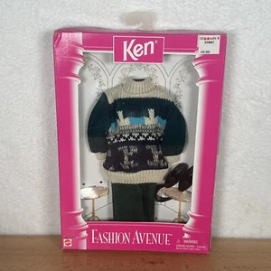 1996 Mattel Barbie Ken Fashion Avenue Sweater Corduroy Pants Outfit NRFB #14679 - Picture 1 of 4