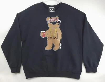 Sudadera Riot Society Para Hombre XL Negra 2Pac Tupac Thug Life Bear Manga Larga Foto 1 de 4