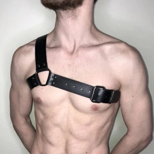 Sexy Men PU Leather Fetish Suspenders Garter Chest Bondage Straps Harness Belt - Picture 1 of 4