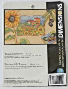 #65080 DIMENSIONES DIFÍCILES DE ENCONTRAR "GIRASOL TOSCANO" CTD. KIT PUNTO DE CRUZ - ¡NIP! - Imagen 1 de 3