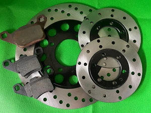 REAR BRAKE DISC PLUS TWO FRONT DISCS NEW DISC PADS ALL ROUND QUADZILLA PGO BR250 - Picture 1 of 13