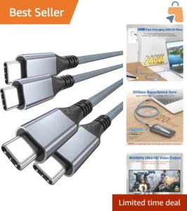 10ft USB C to USB C Fast Charging and 4K Video Cables - 2-Pack Durable Design - Picture 1 of 12
