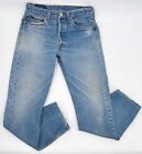 Vinage Levis 501 Jeans Mens 32 Blue Denim Button Fly Straight Leg Stained Worn