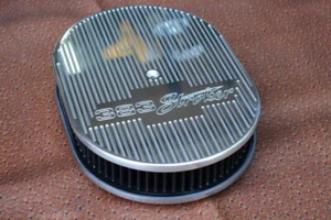383 Stroker Ghost BowTie Chevy or Ford 12 Inch Oval Air Cleaner K&N Element  - Picture 1 of 3
