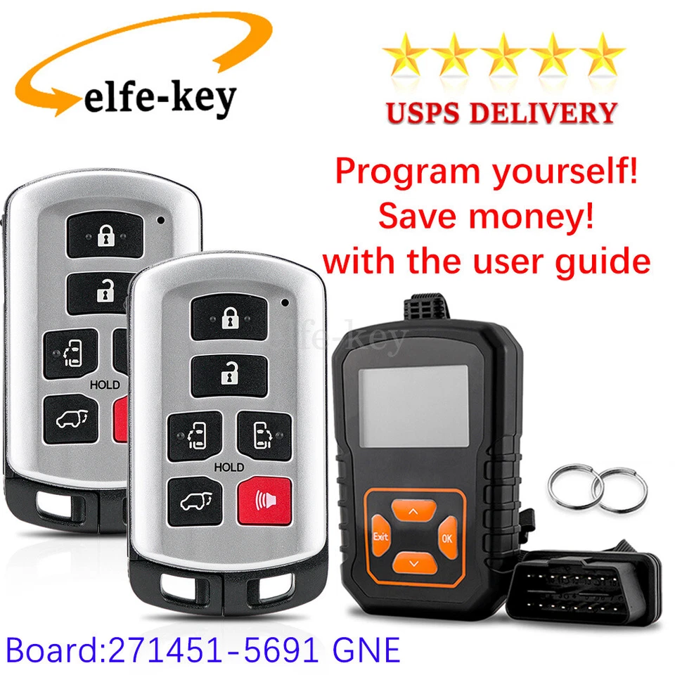 Llavero de coche remoto 6B para Toyota Sienna 2012 2013 2014 2015 2016 2017 2018 2019 Foto 1 de 4