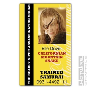 Plastic ID Card (TV & Film Prop) - Elle Driver CALIFORNIAN MOUNTAIN SNAKE - Imagen 1 de 2
