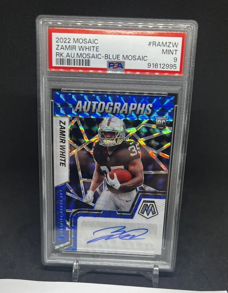 Zamir White /99 Auto 2022 Panini Mosaic Football Blue Prizm RC Raiders Rookie - Image 1 of 2