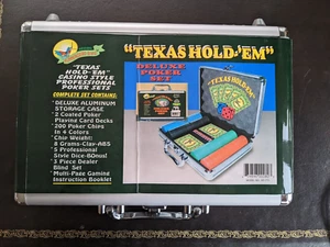 HUMMINGBIRD TEXAS HOLD EM CASINO STYLE PROFESSIONAL DELUXE POKER SET Mint Sealed - Picture 1 of 5