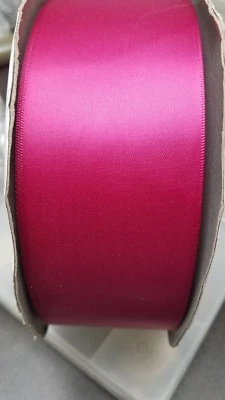 10 Yds double faced Hot Pink SATIN  RIBBON  2.25"perfect Barbie ribbon color bow - Image 1 of 3