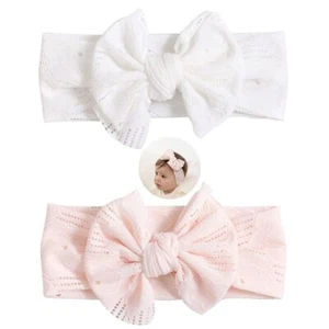 2 Stück Baby Haarband,Nylon Elastisches Turban Stirnbänder, mit Bögen - Bild 1 von 3