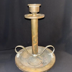 Vintage Brass Candle Stick Holder With HTF Double Handle  12” Tall - Picture 1 of 10