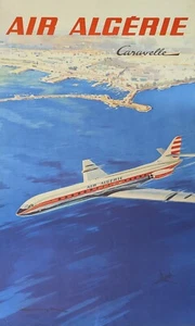 C. 1960 Original Air Algerie Caravelle Agency Poster by Paul Lengelle -24" x 39" - Picture 1 of 3