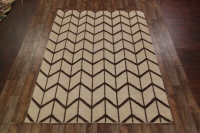 Unique Luxury Hand-Knotted Moroccan Area Rug Beige/ Brown Centerpiece 9x12 ft - Image 1 of 4