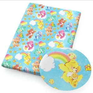 Care Bear FAUX LEATHER SHEET 8" X 12" 1216153 Rainbow Bear SMOOTH TEXTURE - Picture 1 of 2