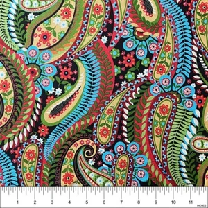 Bright Boho Paisley Cotton Fabric for Sew, Quilt, Craft - 14"x35" Piece - Picture 1 of 2
