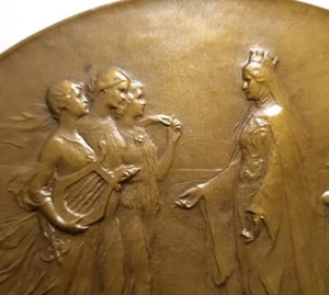 PLACA EXPOSICIÓN UNIVERSAL CABALLERO 1913 por Devreese 72mm Bélgica medalla de arte - Imagen 1 de 5