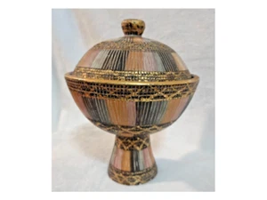 Compote de cáliz de cerámica de seda italiano Aldo Londi Bitossi década de 1950 con tapa sin defectos - Imagen 1 de 10