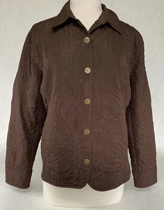 Chico's 2 Quilted Light Weight Jacket Coat Womens Size 2 Brown - Picture 1 of 9