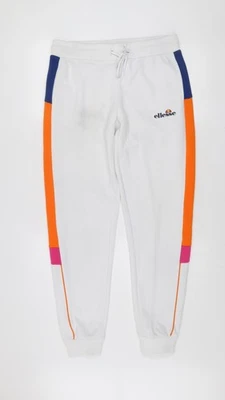 Ellesse Womens White Jogger Trousers Size 10 Colourblock Polyester Gym Pants — 第 1/4 张图片