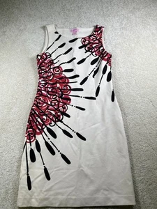 Lilly Pulitzer Dress Womens S Cream Red Black Swirl Sleeveless Sheath - Picture 1 of 19