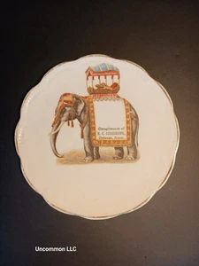 Antique Advertising Candy Dish with Elephant E C Steenburg Grocer Delavan Kansas - Picture 1 of 4
