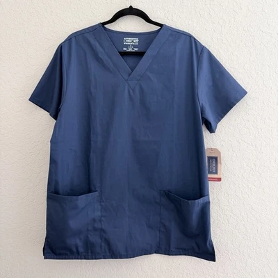 Cherokee Workwear Originals Unisex Navy Scrubs Top V Neck Size M NWT - Image 1 of 4