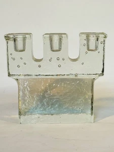 MCM Dansk Eisglas dreiarmiger Kerzenhalter "Wikingerschloss" Dänemark - Bild 1 von 7